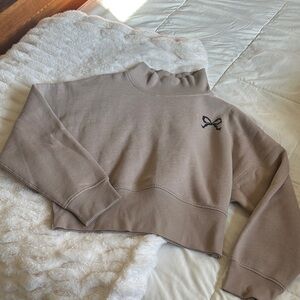 Wild Fable Tan Turtleneck Sweater with Bow Detail
